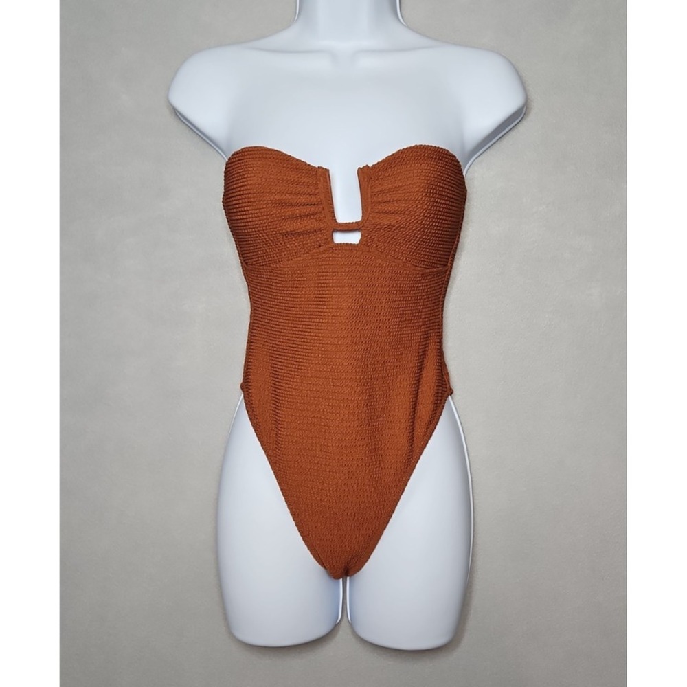 PacSun‎ Womens Brown Textured Strapless Cutout One Piece Swimsuit Size XS NWOT
